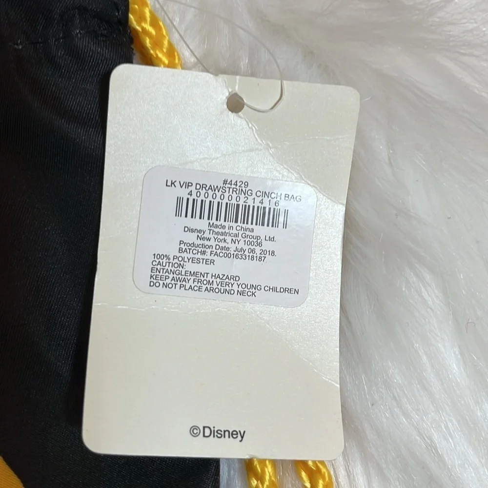 NWT Disney The Lion King Broadway Drawstring Cinch Bag